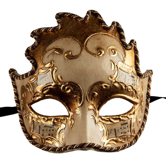 Masque Colombine Soleil Blanc Doré de Venise – Artisanat Authentique de Venise