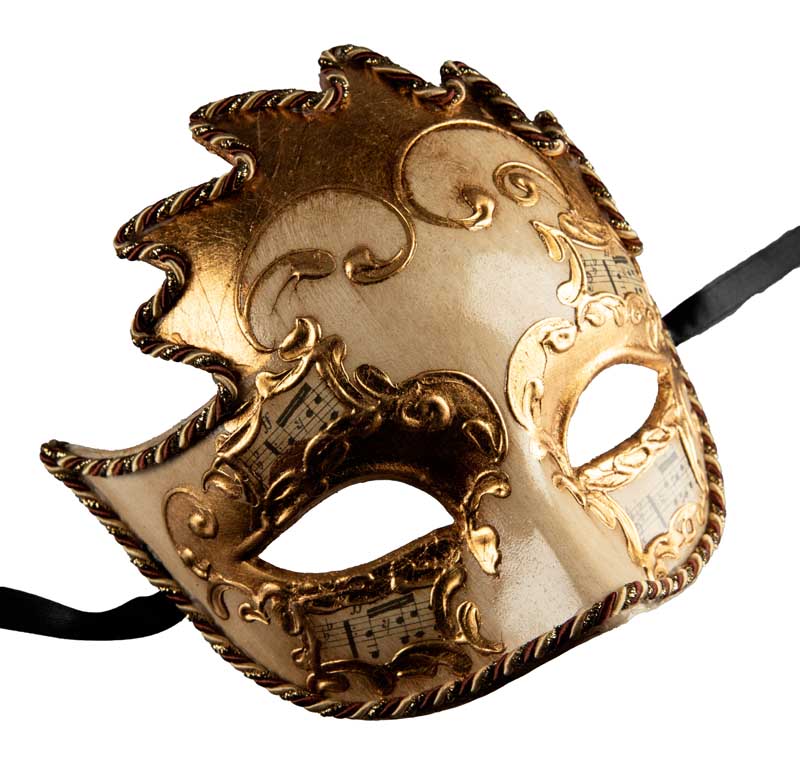 Masque Colombine Soleil Blanc Doré de Venise – Artisanat Authentique de Venise