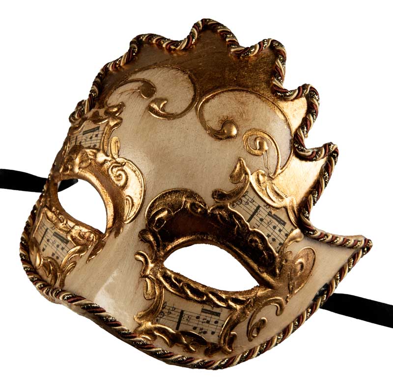 Masque Colombine Soleil Blanc Doré de Venise – Artisanat Authentique de Venise