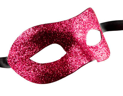 Masque Colombine Rose Fuchsia Glitter – Artisanat Authentique de Venise