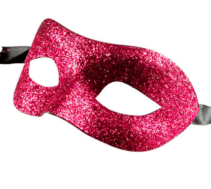 Masque Colombine Rose Fuchsia Glitter – Artisanat Authentique de Venise