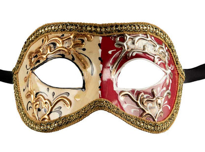 Masque Colombine Night and Day Blanc Rouge – Artisanat Authentique de Venise