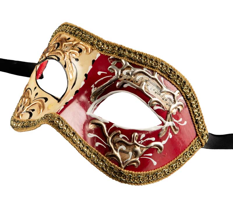 Masque Colombine Night and Day Blanc Rouge – Artisanat Authentique de Venise