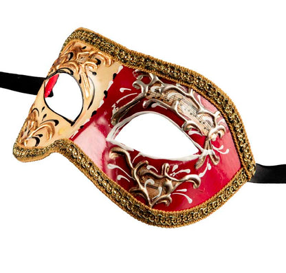 Masque Colombine Night and Day Blanc Rouge – Artisanat Authentique de Venise