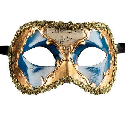 Masque Colombine Blanc Bleu Musica Vénitien – Artisanat Authentique de Venise