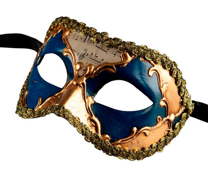Masque Colombine Blanc Bleu Musica Vénitien – Artisanat Authentique de Venise