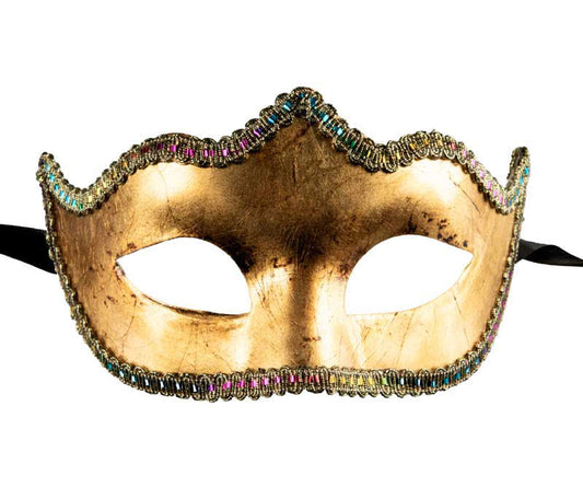 Masque Colombine Doré à Pointe – Artisanat Authentique de Venise
