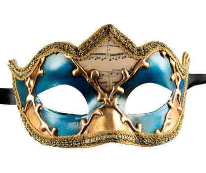 Masque Colombine Doré Bleu à Pointe – Artisanat Authentique de Venise