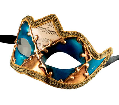 Masque Colombine Doré Bleu à Pointe – Artisanat Authentique de Venise