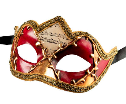 Masque Colombine Doré et Rouge à Pointe – Artisanat Authentique de Venise