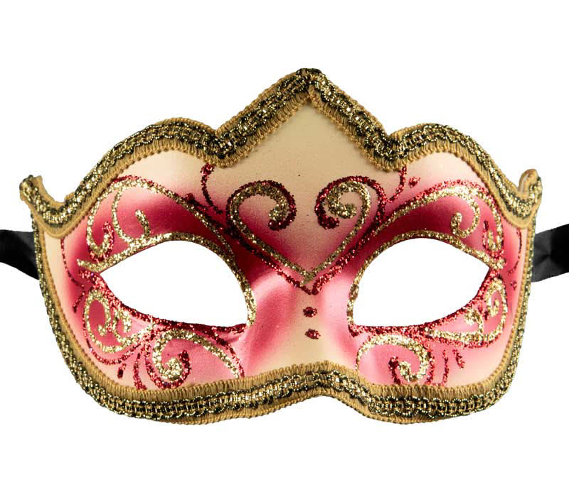 Masque Colombine Rose Doré Eva – Artisanat Authentique de Venise