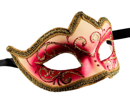 Masque Colombine Rose Doré Eva – Artisanat Authentique de Venise