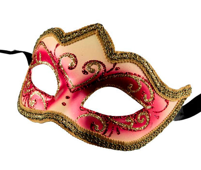 Masque Colombine Rose Doré Eva – Artisanat Authentique de Venise