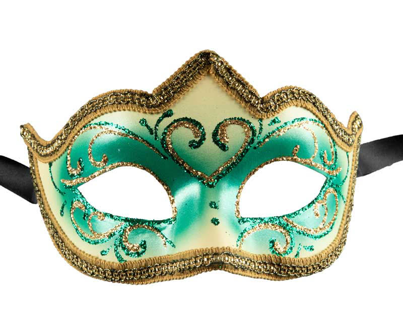 Masque Colombine Vert Doré Eva – Artisanat Authentique de Venise