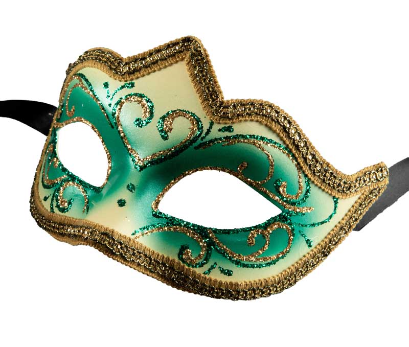 Masque Colombine Vert Doré Eva – Artisanat Authentique de Venise