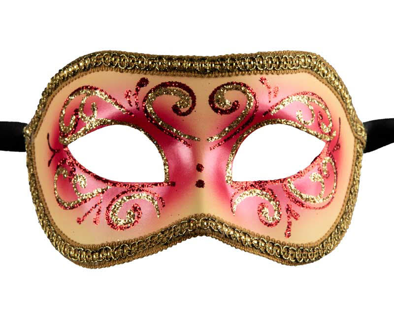 Masque Colombine Doré Rose Vénitien – Artisanat Authentique de Venise