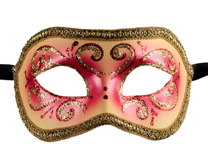 Masque Colombine Doré Rose Vénitien – Artisanat Authentique de Venise
