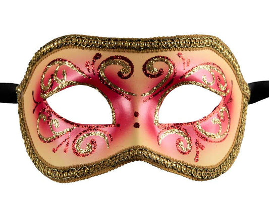 Masque Colombine Doré Rose Vénitien – Artisanat Authentique de Venise