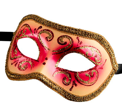 Masque Colombine Doré Rose Vénitien – Artisanat Authentique de Venise