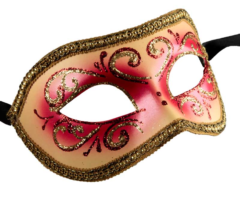 Masque Colombine Doré Rose Vénitien – Artisanat Authentique de Venise