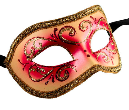 Masque Colombine Doré Rose Vénitien – Artisanat Authentique de Venise