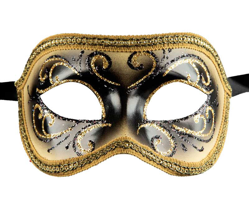 Masque Colombine Doré et Noir – Élégance Authentique de Venise