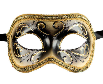 Masque Colombine Doré et Noir – Élégance Authentique de Venise