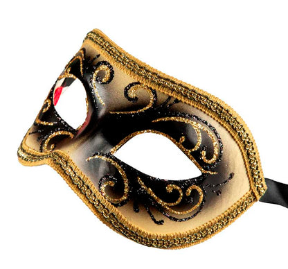 Masque Colombine Doré et Noir – Élégance Authentique de Venise