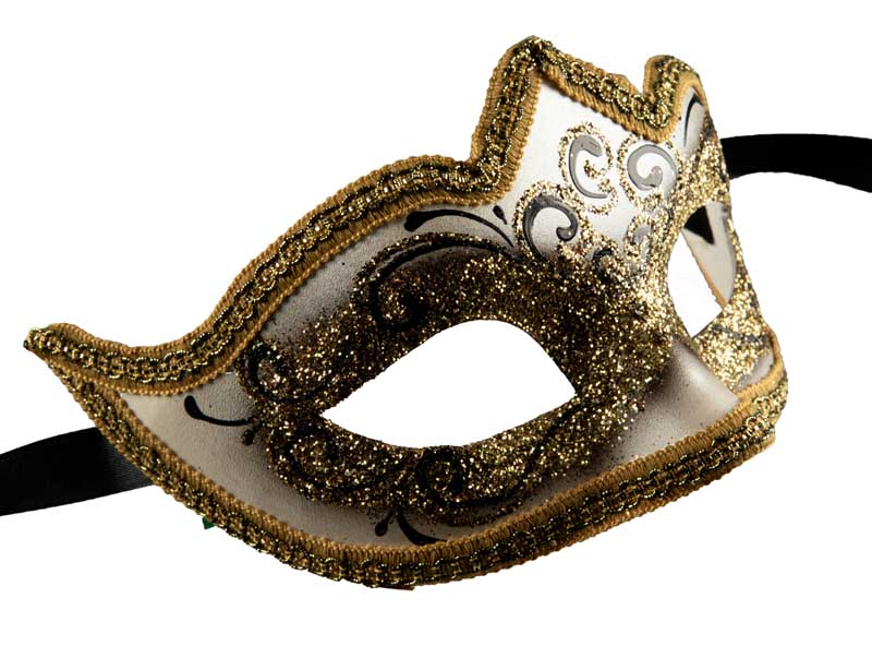 Masque Colombine Noir Doré Eva – Artisanat Authentique de Venise