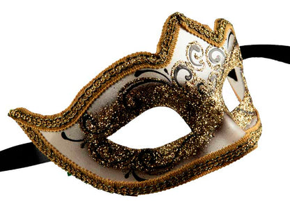 Masque Colombine Noir Doré Eva – Artisanat Authentique de Venise
