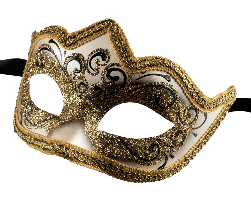 Masque Colombine Noir Doré Eva – Artisanat Authentique de Venise