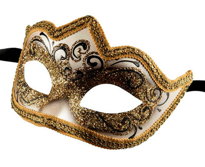 Masque Colombine Noir Doré Eva – Artisanat Authentique de Venise