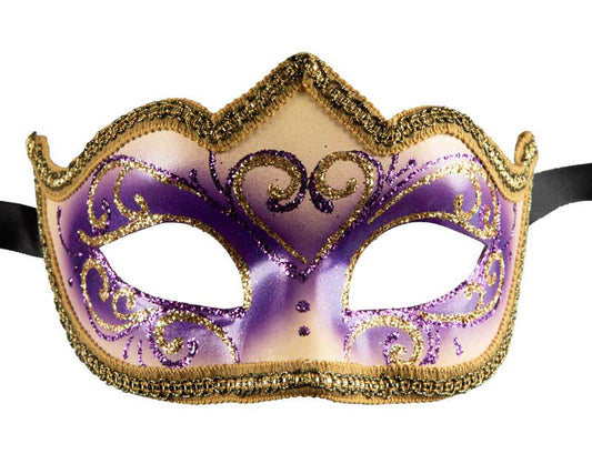 Masque Colombine Violet Doré Eva – Artisanat Authentique de Venise