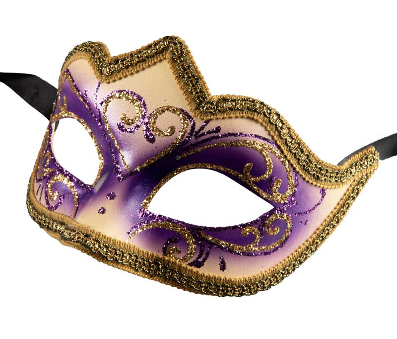 Masque Colombine Violet Doré Eva – Artisanat Authentique de Venise
