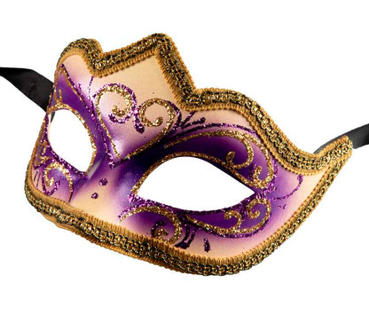 Masque Colombine Violet Doré Eva – Artisanat Authentique de Venise