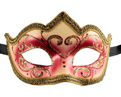 Masque Colombine Rouge Doré Eva – Artisanat Authentique de Venise