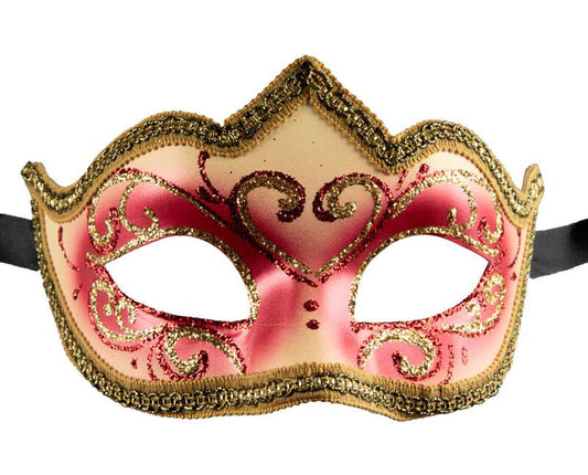 Masque Colombine Rouge Doré Eva – Artisanat Authentique de Venise