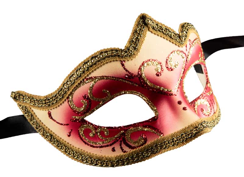 Masque Colombine Rouge Doré Eva – Artisanat Authentique de Venise