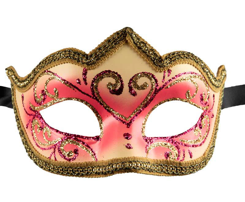 Masque Colombine Rose Doré – Artisanat Authentique de Venise