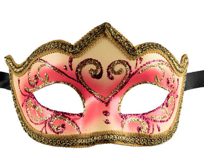 Masque Colombine Rose Doré – Artisanat Authentique de Venise