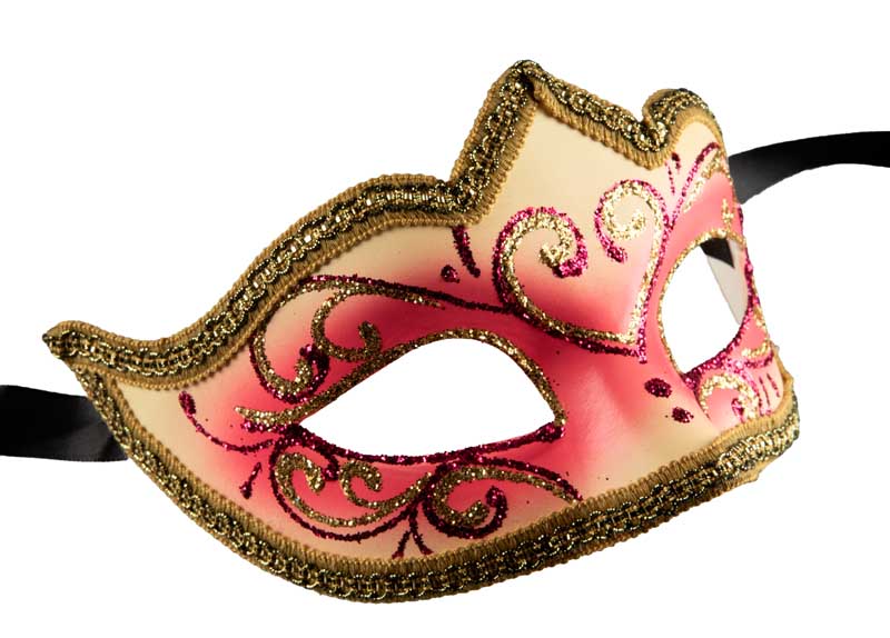 Masque Colombine Rose Doré – Artisanat Authentique de Venise