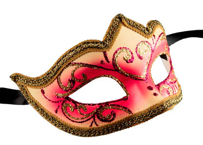 Masque Colombine Rose Doré – Artisanat Authentique de Venise