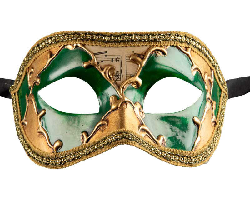 Masque Colombine Vert Doré Venise – Artisanat Authentique et Élégance Vénitienne