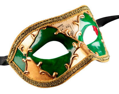 Masque Colombine Vert Doré Venise – Artisanat Authentique et Élégance Vénitienne