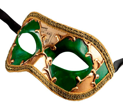 Masque Colombine Vert Doré Venise – Artisanat Authentique et Élégance Vénitienne