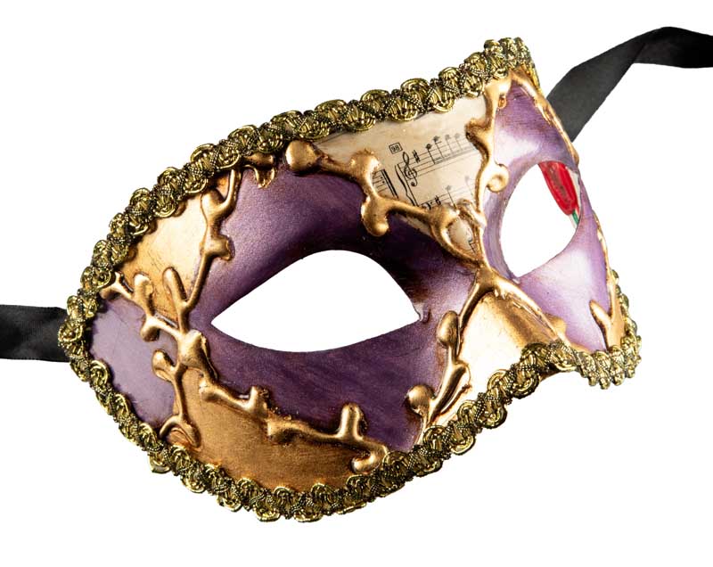 Masque Colombine Sinfonia Violet et Doré – Élégance Authentique de Venise