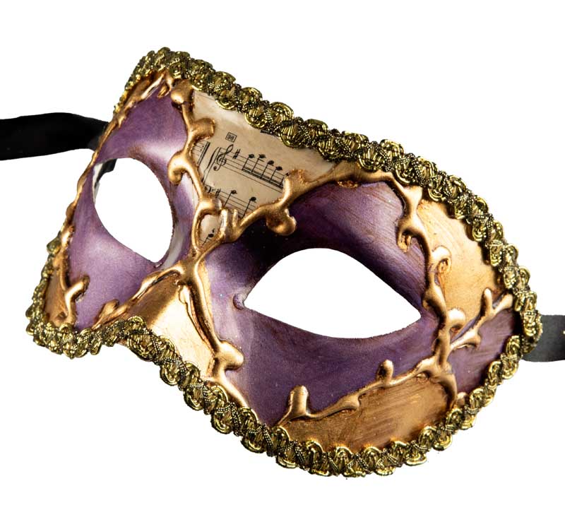 Masque Colombine Sinfonia Violet et Doré – Élégance Authentique de Venise