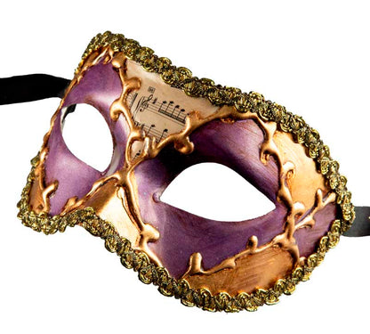 Masque Colombine Sinfonia Violet et Doré – Élégance Authentique de Venise