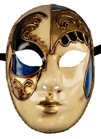 Masque Volto Bleu et Doré – Artisanat Authentique de Venise