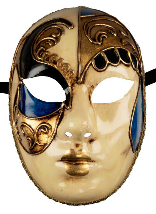 Masque Volto Bleu et Doré – Artisanat Authentique de Venise